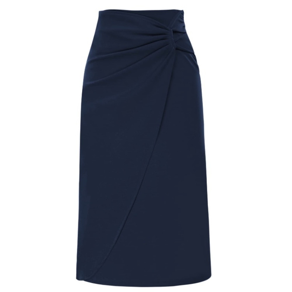 -NWT Kate Kasin Women's Knot Side Ruched Elegant Midi Skirt - Size: S